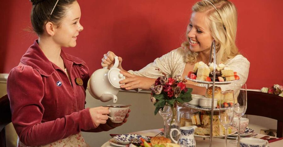 Afternoon Tea at The Regency Tea Room - The afternoon tea spread: sandwiches, cakes, scone, and clotted cream