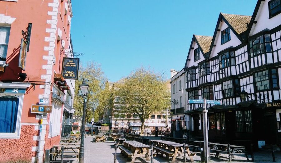 Bristol: Self-Guided Sightseeing Audio Tour - See No Evil street art area, gray buildings, and the creativity around you