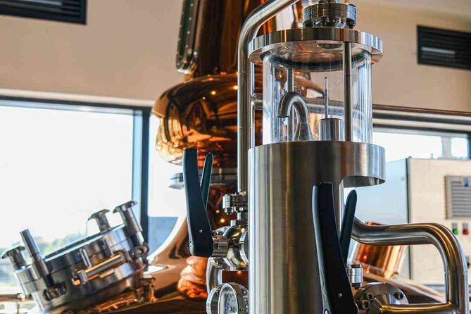 Distillery and Brewery Tour in Inverness Scotland - The tasting lineup: New-Make spirit, Colpach whisky, and beer