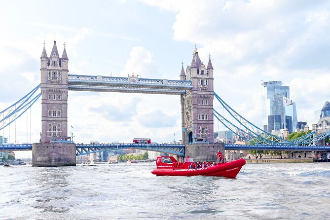 High-Speed Thames River Speedboat in London - The floating Royal Naval Museum and the end back at the London Eye