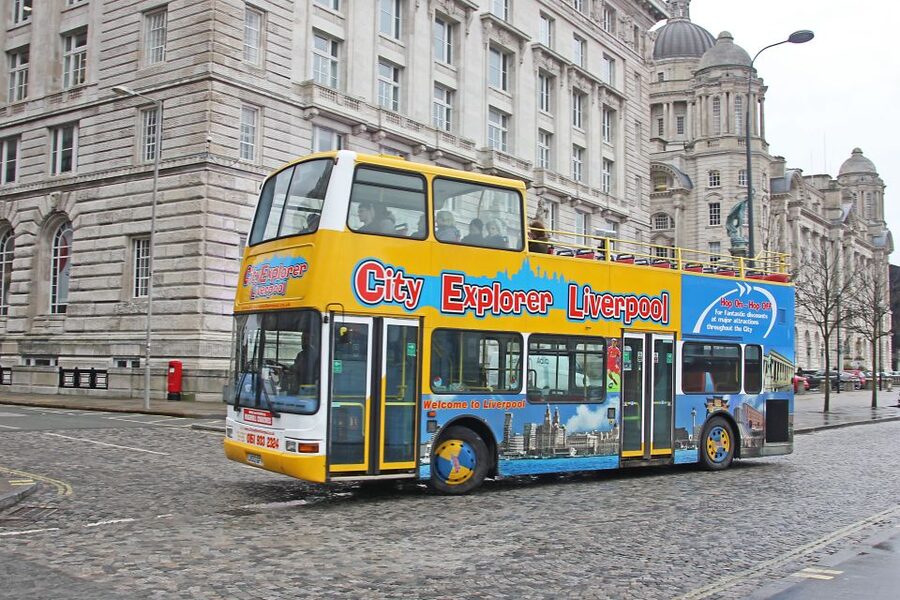 Liverpool City Explorer 24 hour hop-on hop-off Bus Tour - Getting on board at Canada Boulevard and riding the full loop
