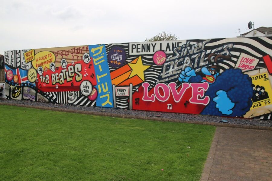 Liverpool: Private Beatles Tour - Penny Lane Development Centre: where street scene meets Beatles imagery