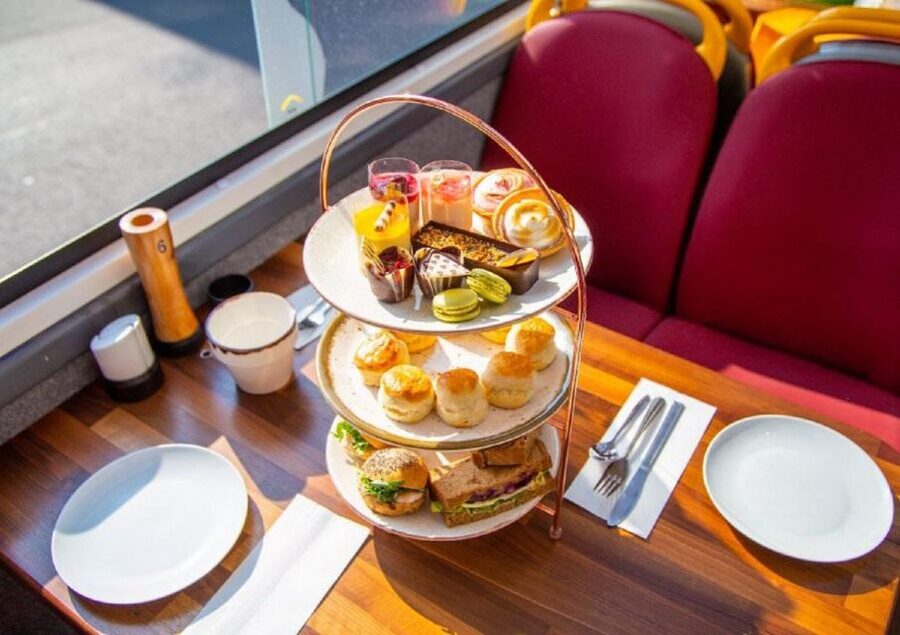 London: Afternoon Tea Bus with a Glass of Prosecco - What you actually get: sandwiches, scones, cakes, and a drink