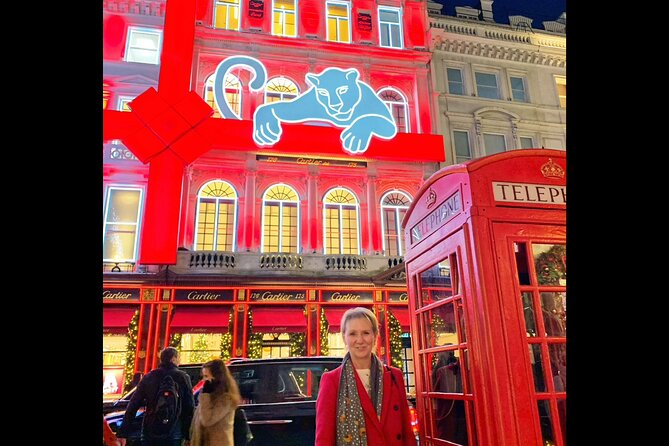 London Christmas Lights Guided Tour by Cab - Regent Street, the classic showpiece lights with big brand window energy