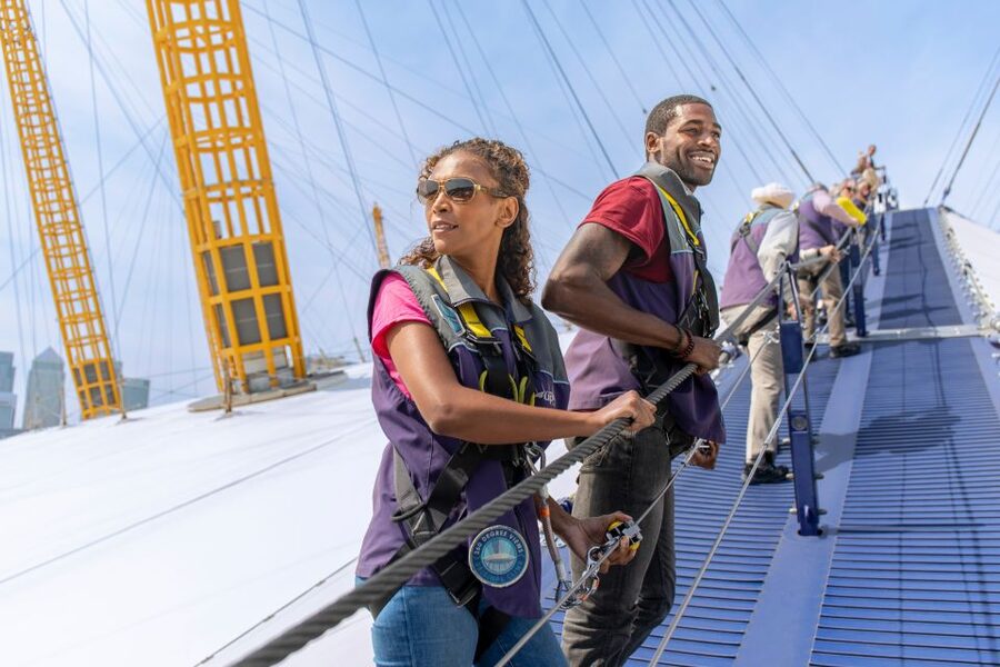 London: O2 Arena Rooftop Climbing Experience - Architecture talk, famous show history, and the snow-globe moment