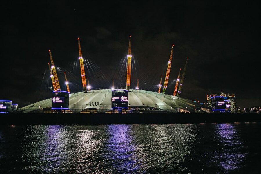 London: River Thames Dinner Cruise - What you pass at night: Parliament, O2, Canary Wharf, and the Thames Barrier